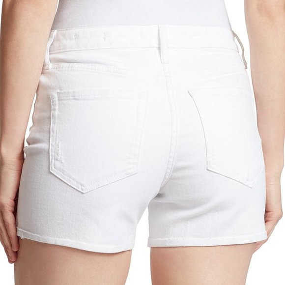 Ella Moss White Cuff-Accent Denim Shorts 28 - Picture 4 of 10